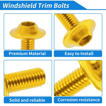 Windshield Bolt for Yamaha Motorcycles (Aluminum Rubber Gold Tone)