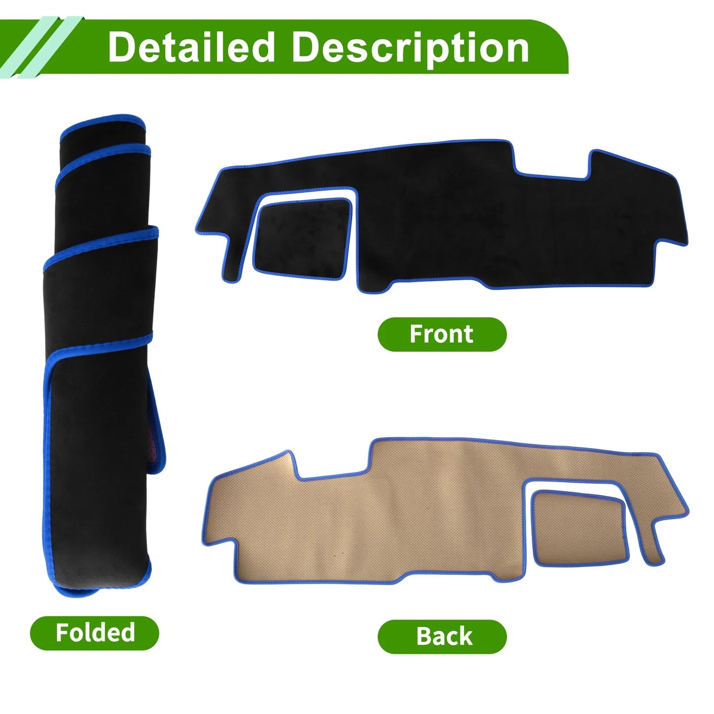 Dashboard Cover for Suzuki Spacia Gear MK53S (2017–Current) Black Blue Flannel