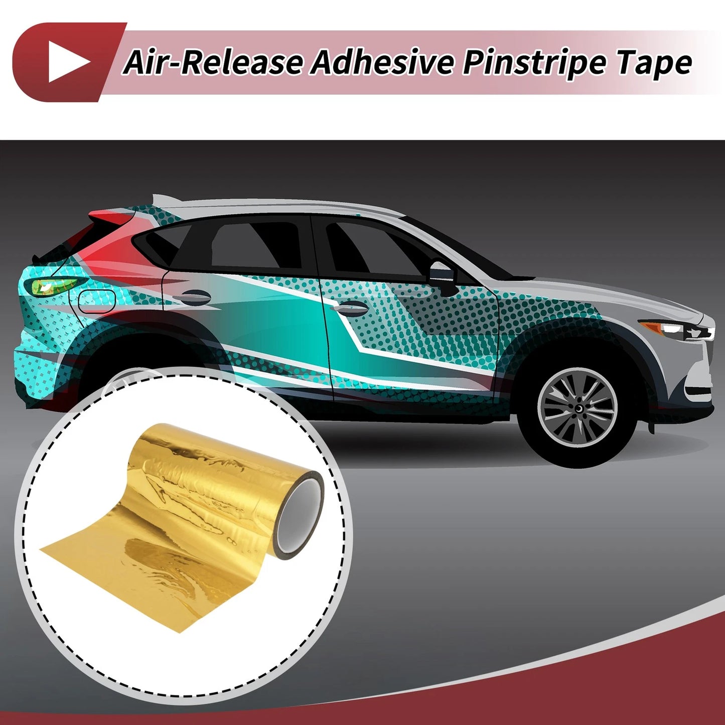 Pinstripe Tape 200mmx50m for Car Motorcycle Boat Gold Tone (1 Pcs)