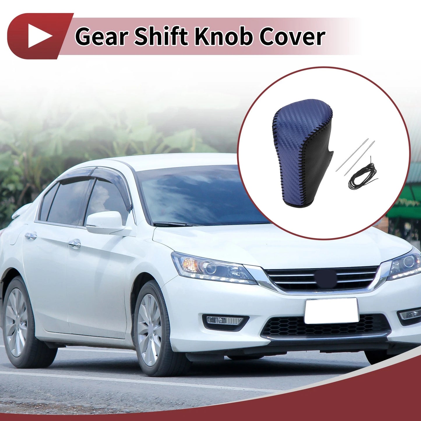 1 Pc Gear Shift Knob Cover for Honda Accord (2008–2012) Black Blue Leather