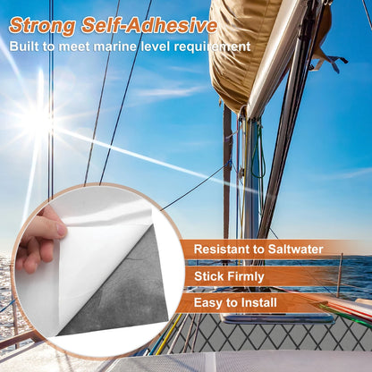 Self-Adhesive Boat Flooring Strip 96" L x 16" W Dark Gray with Black Line