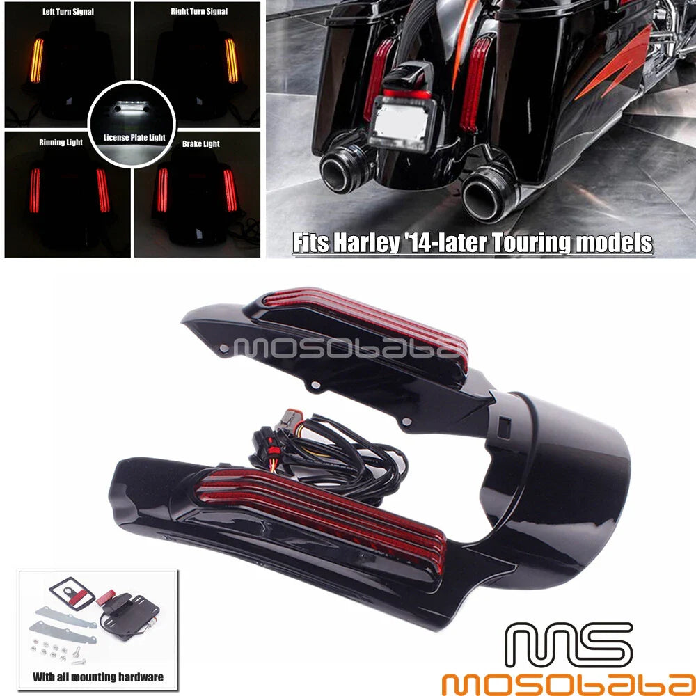Rear Fender Fascia w/LED Brake Stop Turn Signal Lights for Harley Touring (14-22)