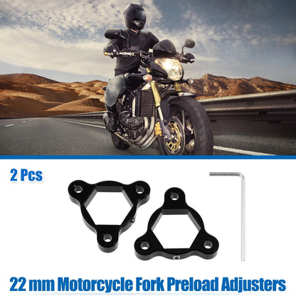 2X Fork Preload Adjusters for Racing Motorcycle (Aluminum Alloy, Black)