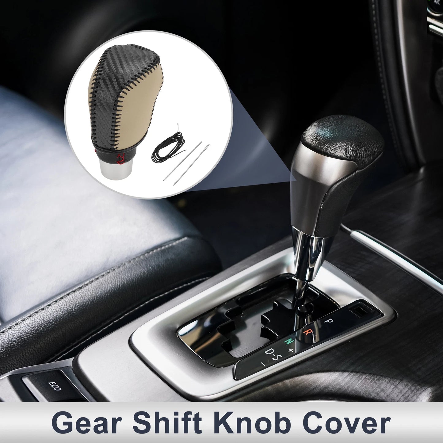 Gear Shift Knob Cover for Toyota Avalon (2019–2022) Black Carbon Fiber