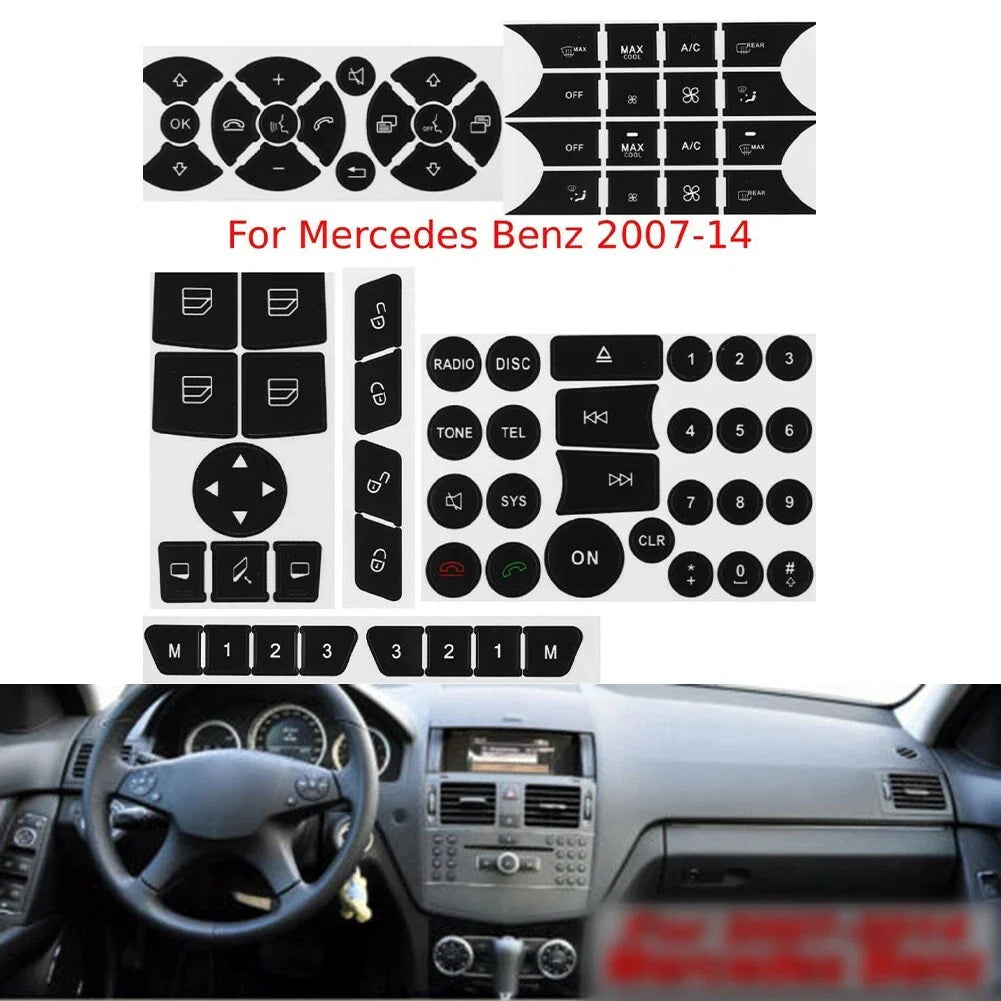 Steering Wheel Window Button Repair Decals Sticker for Mercedes (2007–2014)