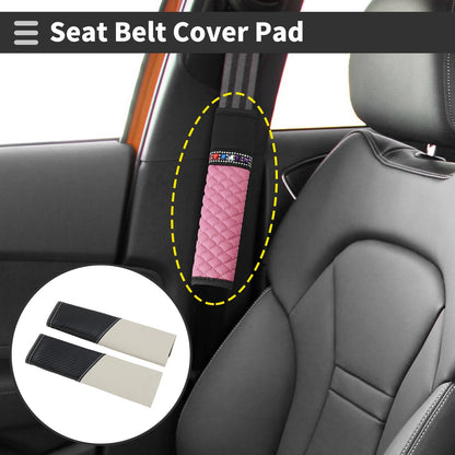 Set of 2 Beige Seat Belt Cover Pads for Universal Fit (22.5cm)