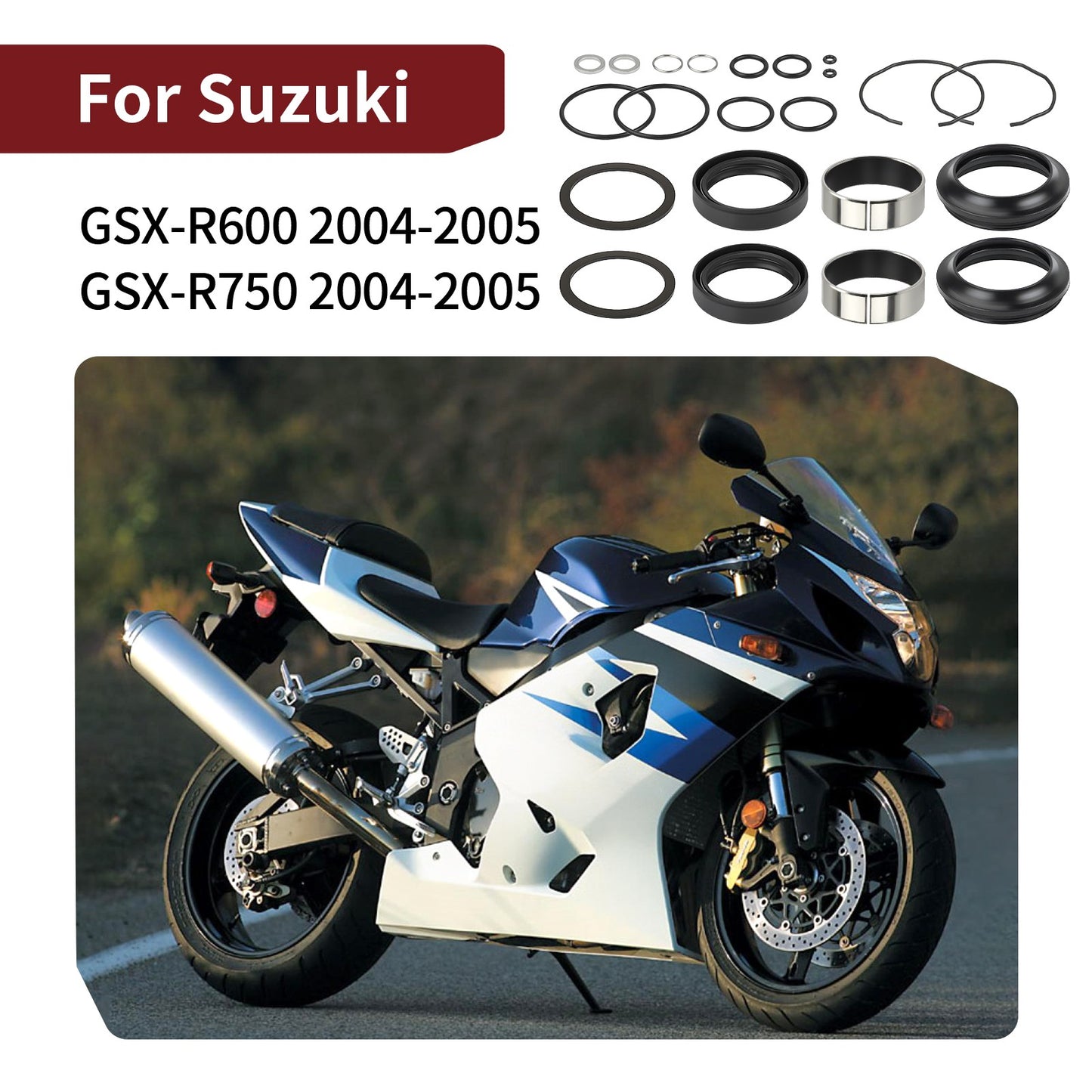 Fork Bushings and Seals Kit for Suzuki GSXR600 GSXR750 (2004–2005)
