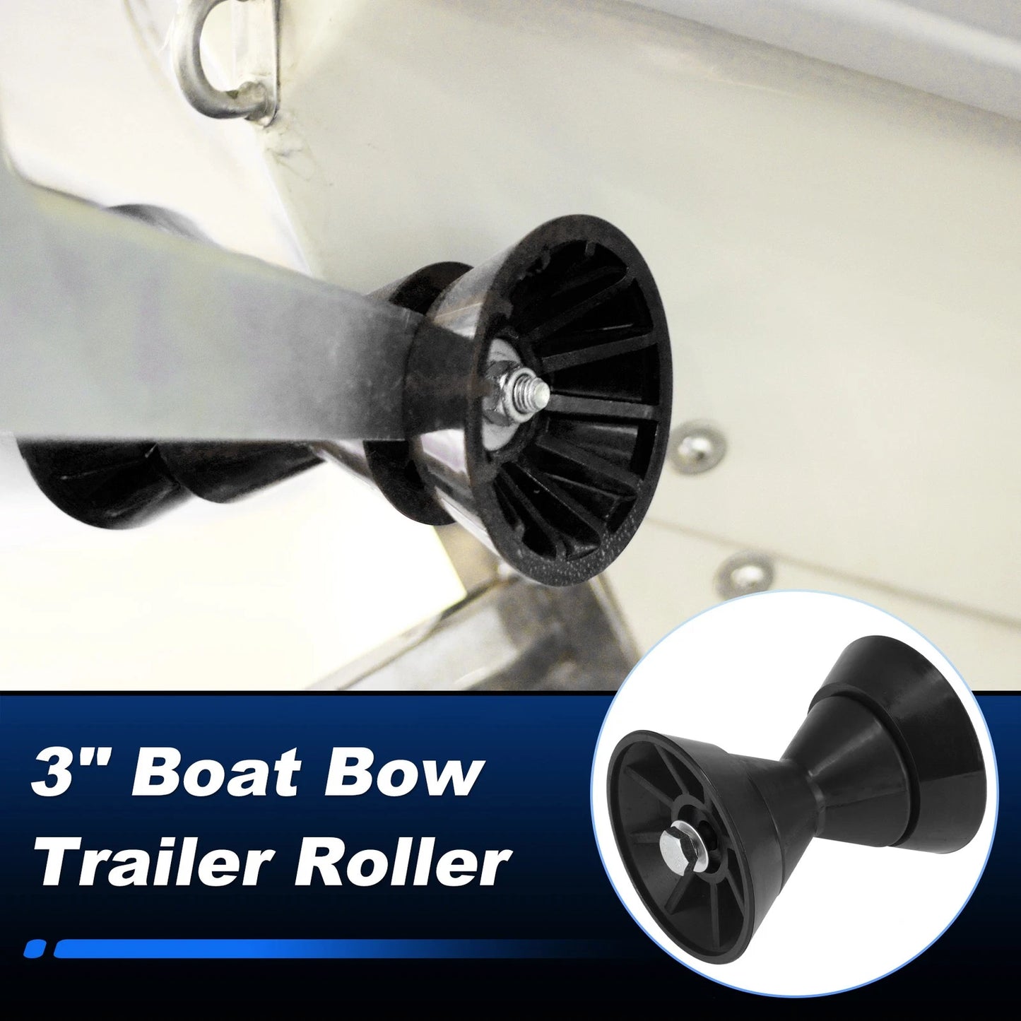 3" Boat Bow Trailer Roller with End Bells & 1/2 Inch Shaft