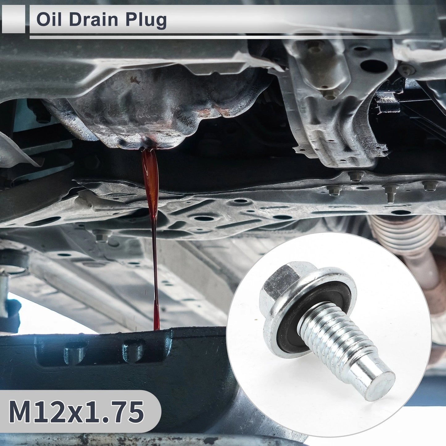 Set of 1 M12x1.75 Engine Oil Drain Plug with Gasket for Car Motorcycle
