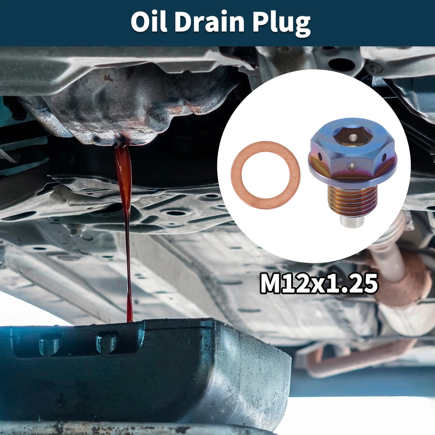 M12x1.25 Magnetic Oil Drain Plug for Universal Applications (Titanium Alloy)