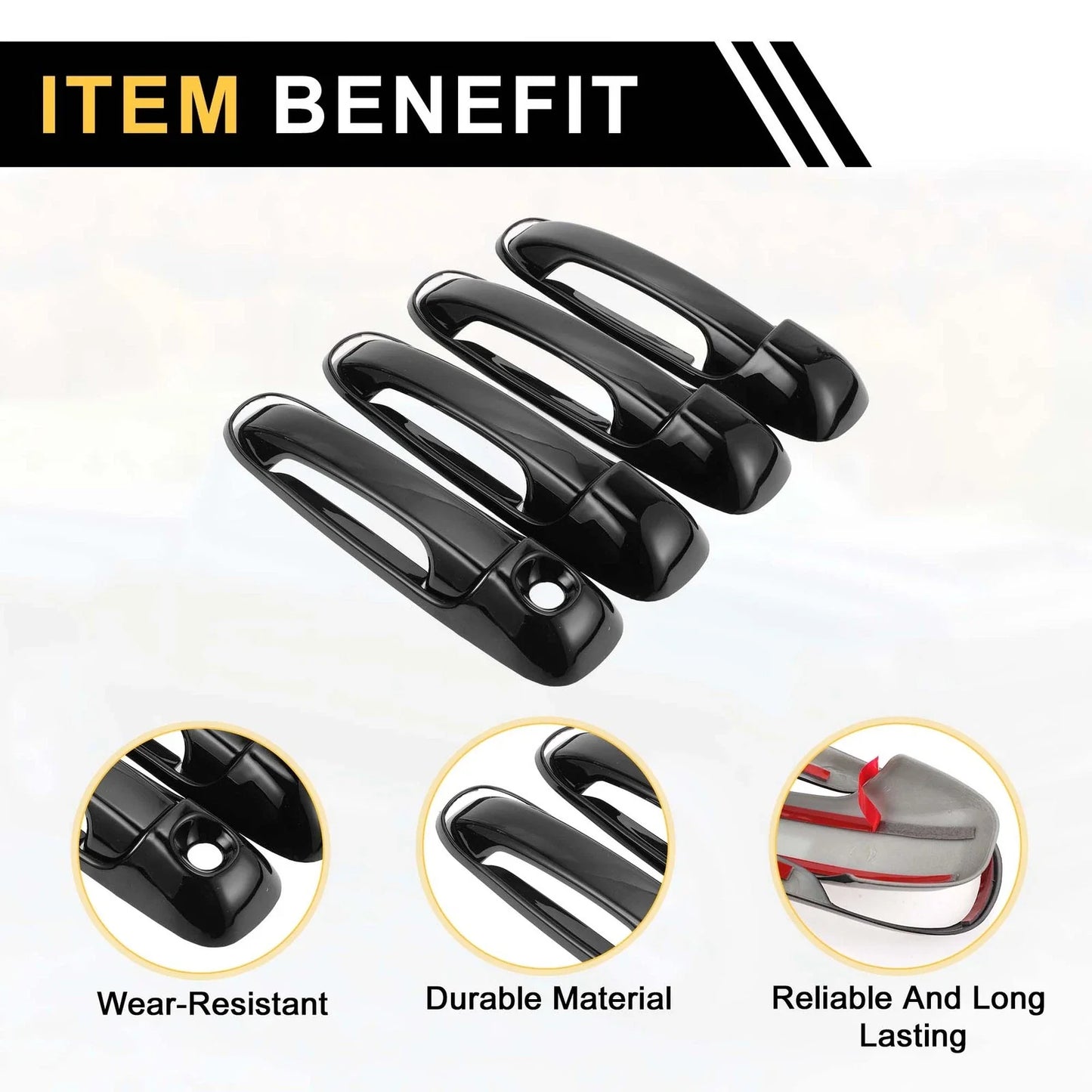 Car Door Handle Protector Set for Dodge Ram 1500 (2002-2008) Glossy Black