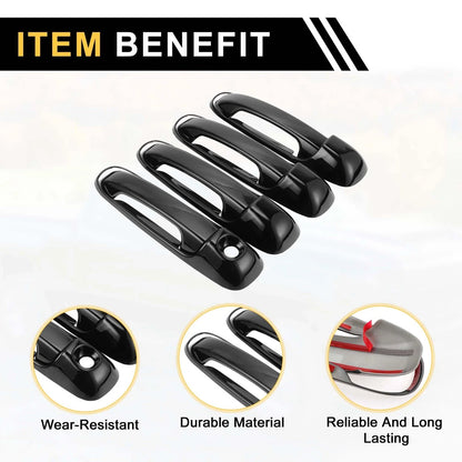 Car Door Handle Protector Set for Dodge Ram 1500 (2002-2008) Glossy Black