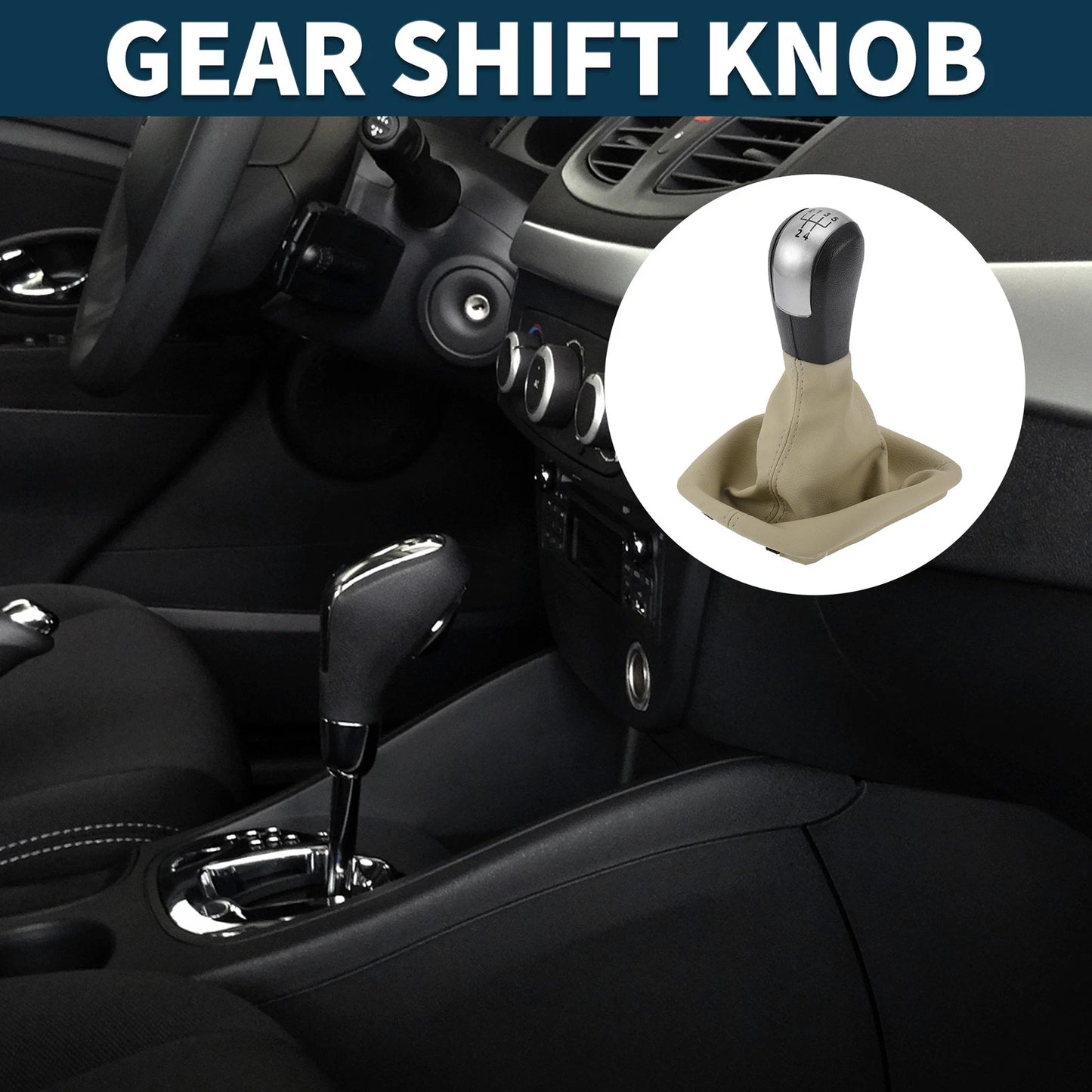 5 Speed Manual Gear Shift Knob w/ Cover for Skoda Octavia (2004–2012) Faux Leather