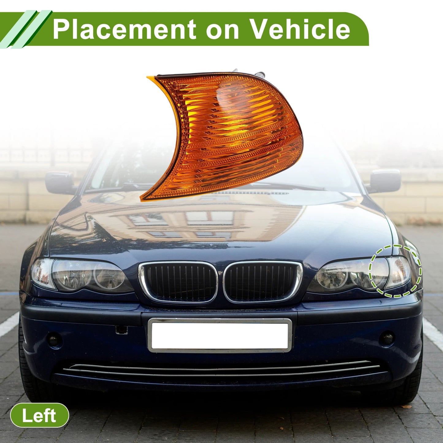 1 Pc Left Corner Signal Light Cover for BMW (1999–2001) No. 63126904299