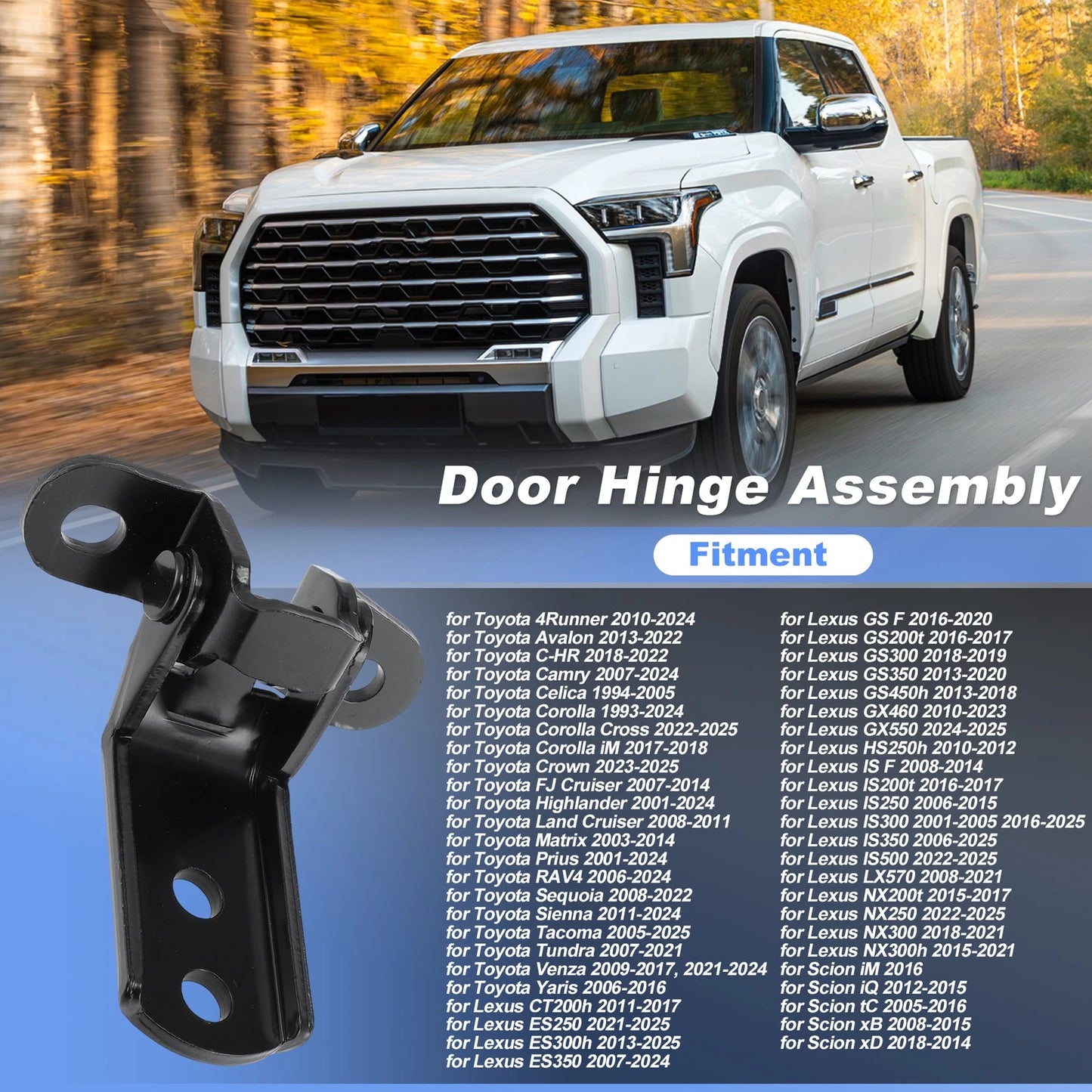 Upper Door Hinge Assembly for Toyota 4Runner Camry Tacoma (1996–2023) 924-991 68710-02020