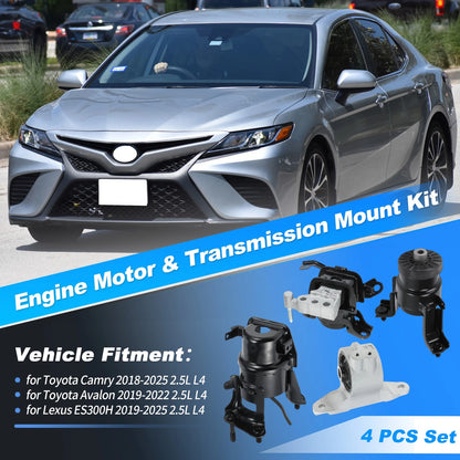 4X Engine Motor Trans Mount Set for Toyota Camry (2018–2025) Avalon (2019–2022) 2.5L L4