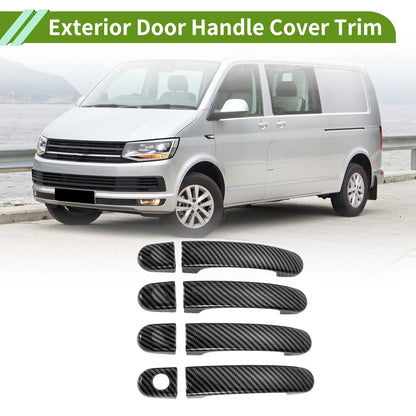Exterior Door Handle Cover Trim for Volkswagen Transporter (Carbon Fiber, Black)