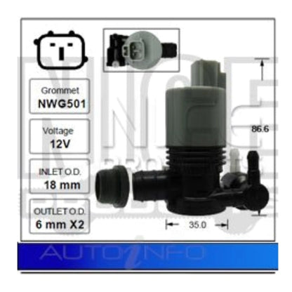Front and Rear Windscreen Washer Pump for Toyota Corolla (2016–2018)