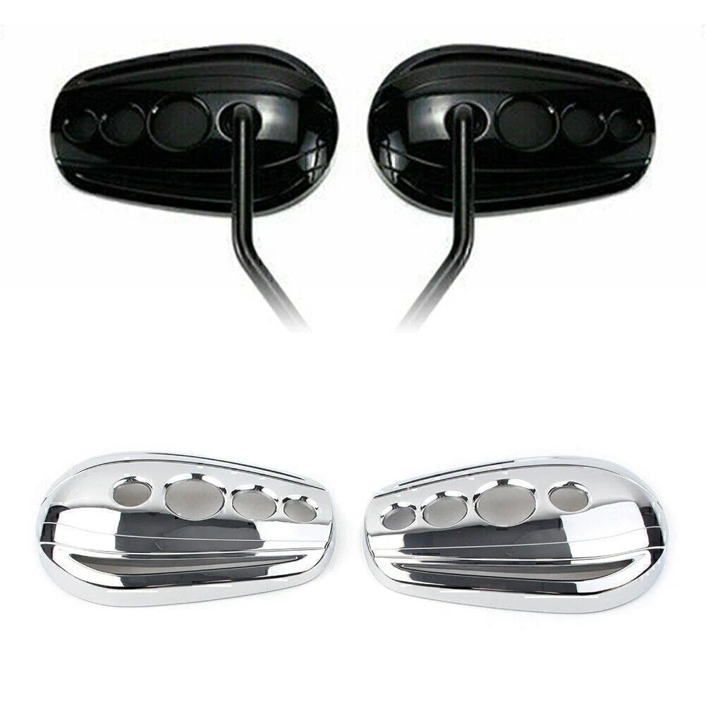Chrome Oval Rear View Mirror Covers for Harley Dyna Softail Sportster