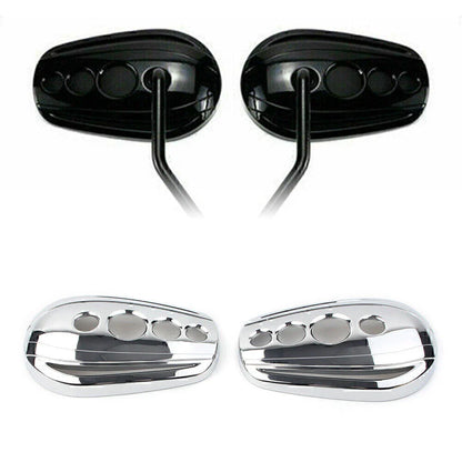 Chrome Oval Rear View Mirror Covers for Harley Dyna Softail Sportster