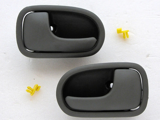 Inner Door Handle 2 x Grey for Ford Laser Tierra Courier Mazda 323 Bravo (98-06)