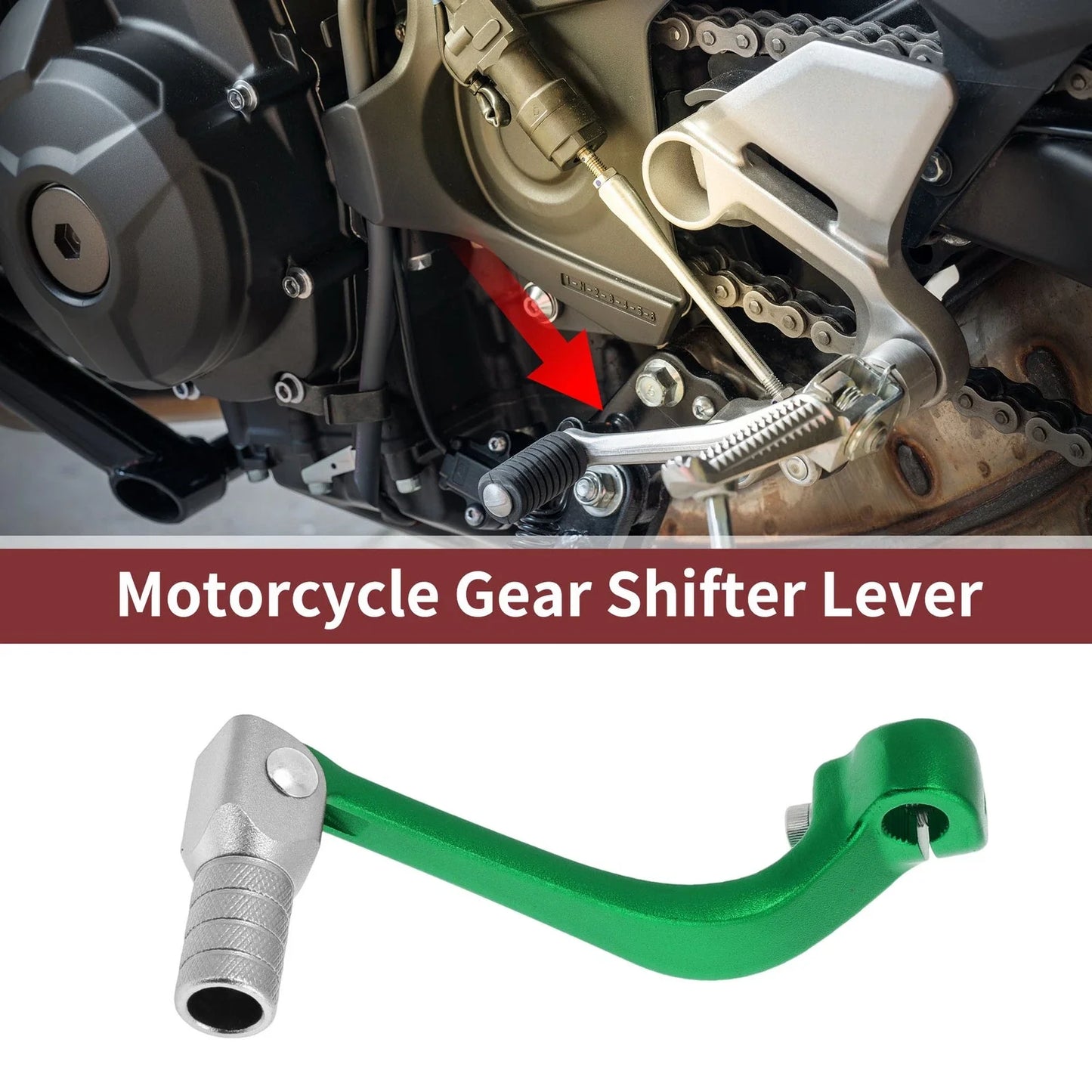 Folding Motorcycle Gear Shifter Lever for Honda CRF110F (2013-2018) Green Silver