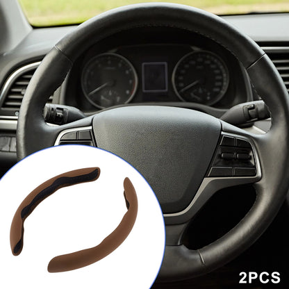 Set of 2 Rubber Steering Wheel Covers for Car (Light Brown)