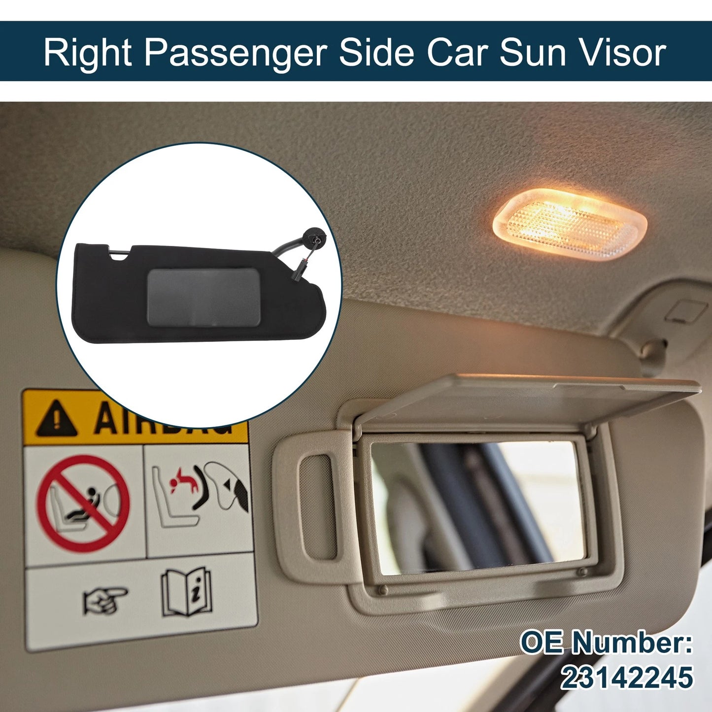 Right Sun Visor with Mirror and Light for Chevrolet Corvette (No. 23142245)