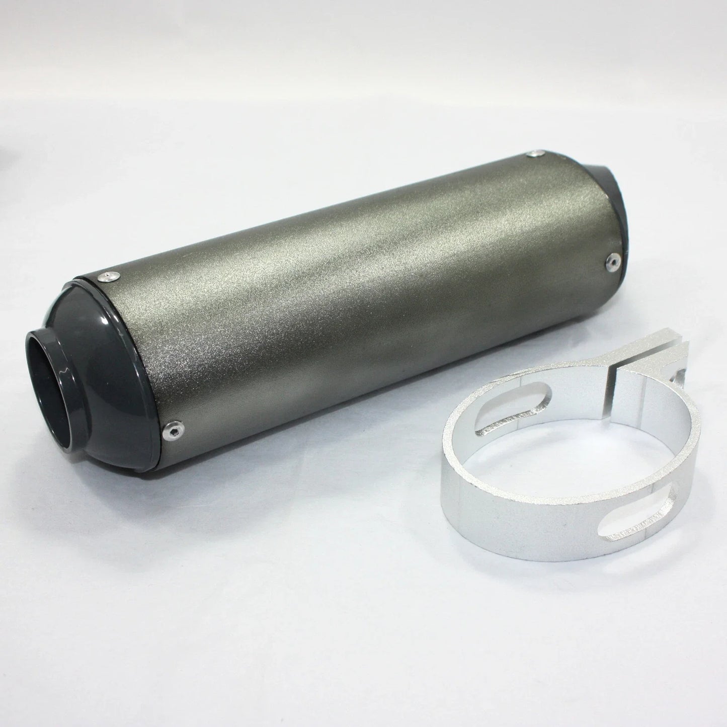38mm Matt Grey Alloy Exhaust Muffler + Clamp for 125cc 140cc 150cc PIT Bike