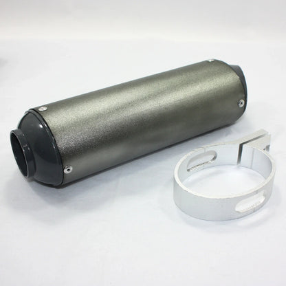 38mm Matt Grey Alloy Exhaust Muffler + Clamp for 125cc 140cc 150cc PIT Bike
