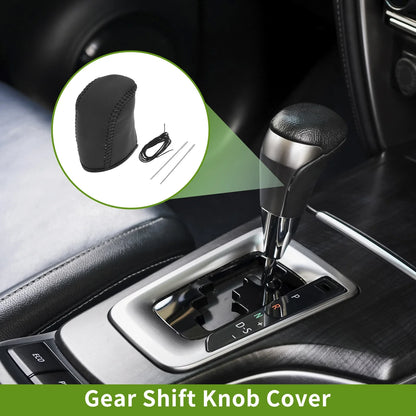 Car Gear Shift Knob Cover for Dodge Journey 2011-2020 Black Faux Leather
