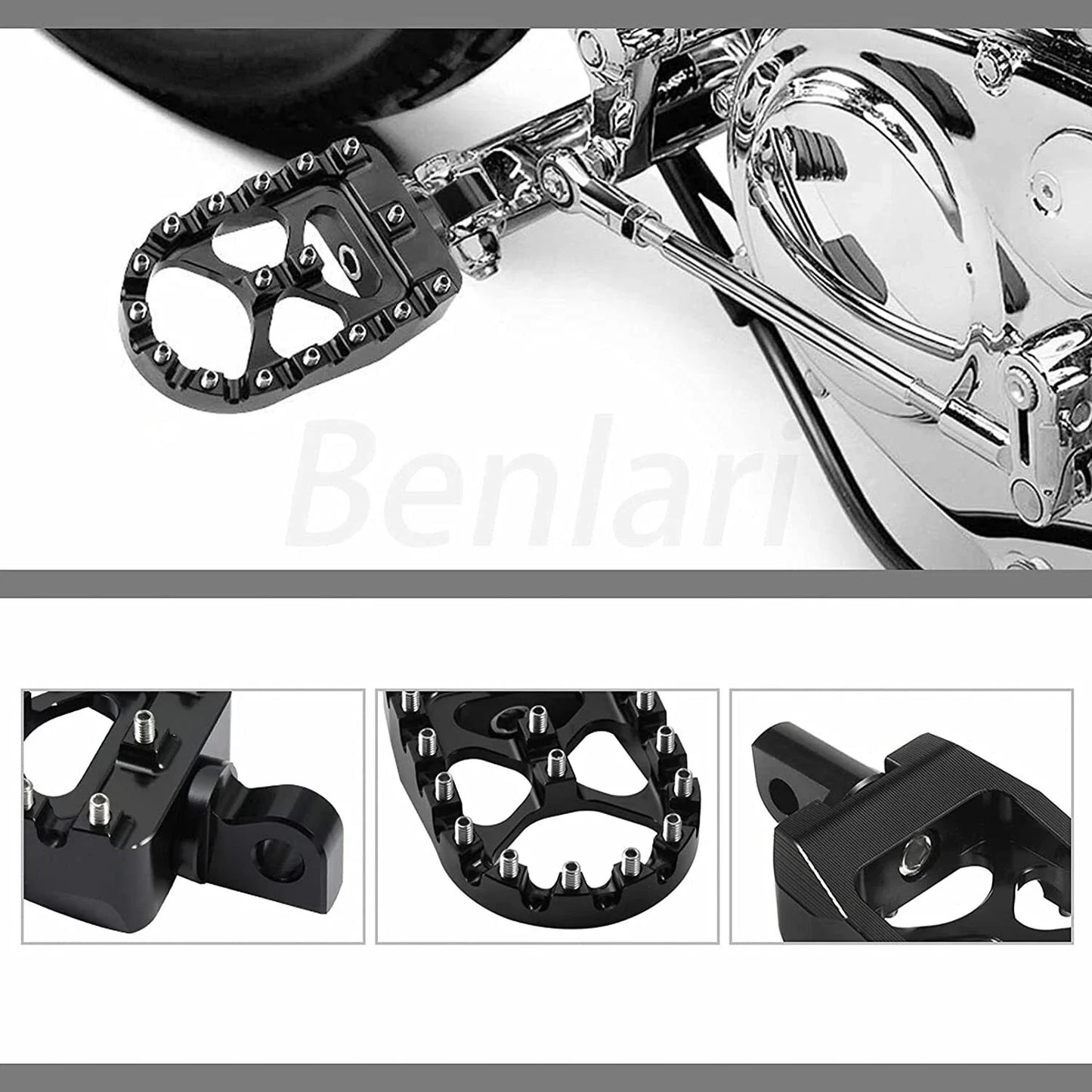 Wide Foot Pegs MX Style for Harley Dyna Sportster Iron 883 Fatboy Bobber (2004-2023)