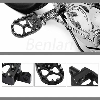 Wide Foot Pegs MX Style for Harley Dyna Sportster Iron 883 Fatboy Bobber (2004-2023)