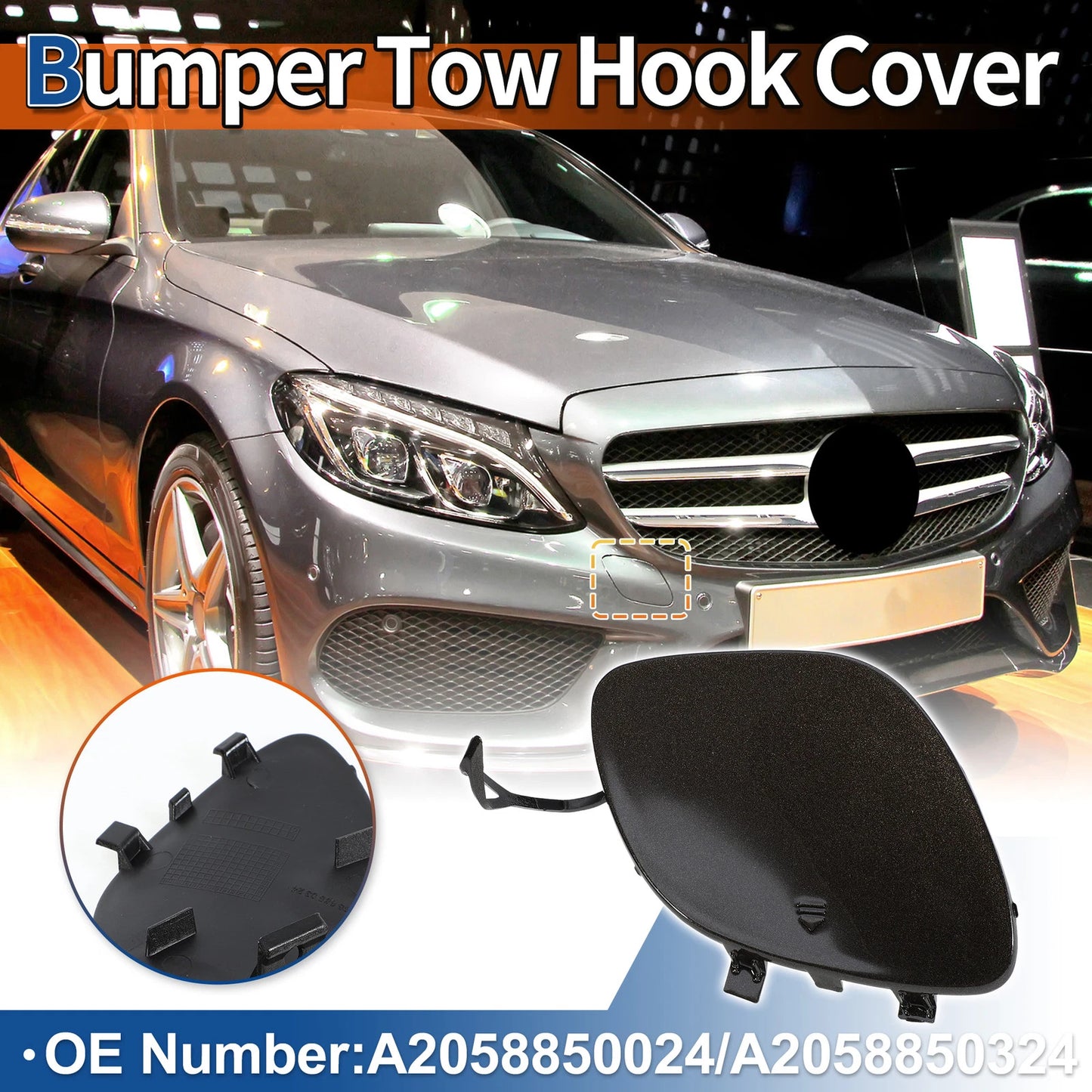 Tow Hook Cover for Mercedes-Benz C43 (2017–2018) No.A2058850024 Brown