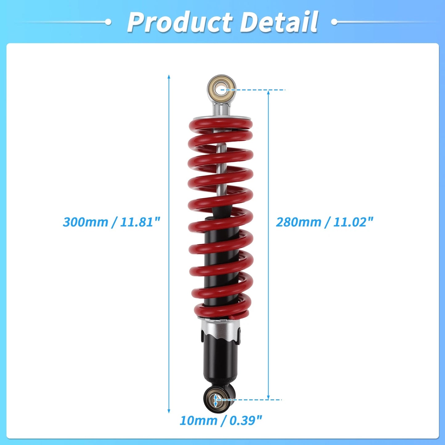 Rear Shock Absorber for Bicycle Motorcycle (280mm) Red Black