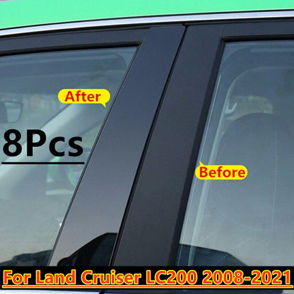 8Pcs / Door Pillar Posts Cover Trim / Land Cruiser LC200 (2008–2021)