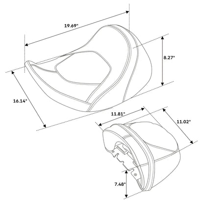 Rider & Passenger Seats for Harley CVO Street Glide Black (2023-2024)