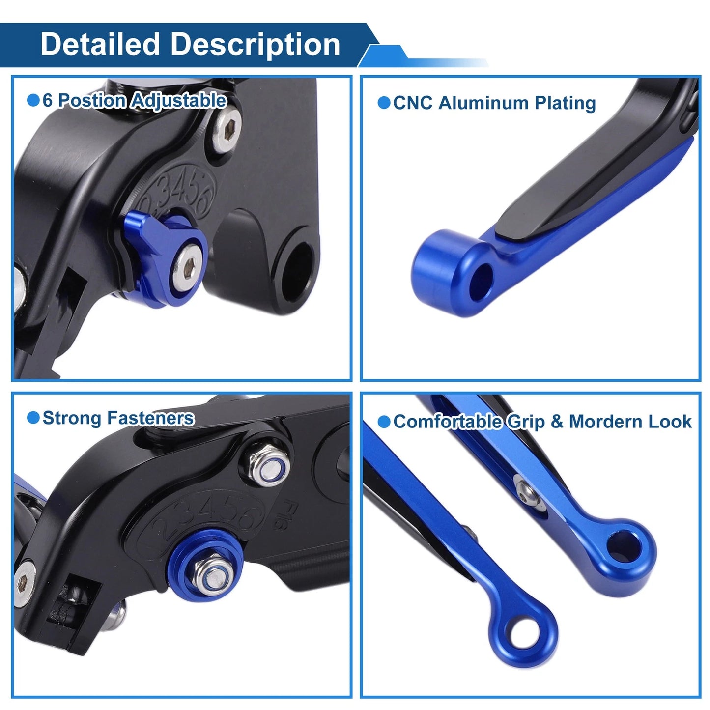 Adjustable Brake Clutch Levers for Yamaha MT-07 (2014–2022) Black Blue