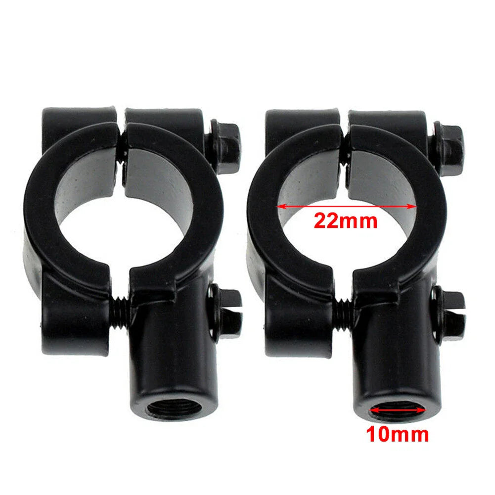 22MM Handlebar Mirror Mounts Clamps for Motorcycle Black (M10) - Pair