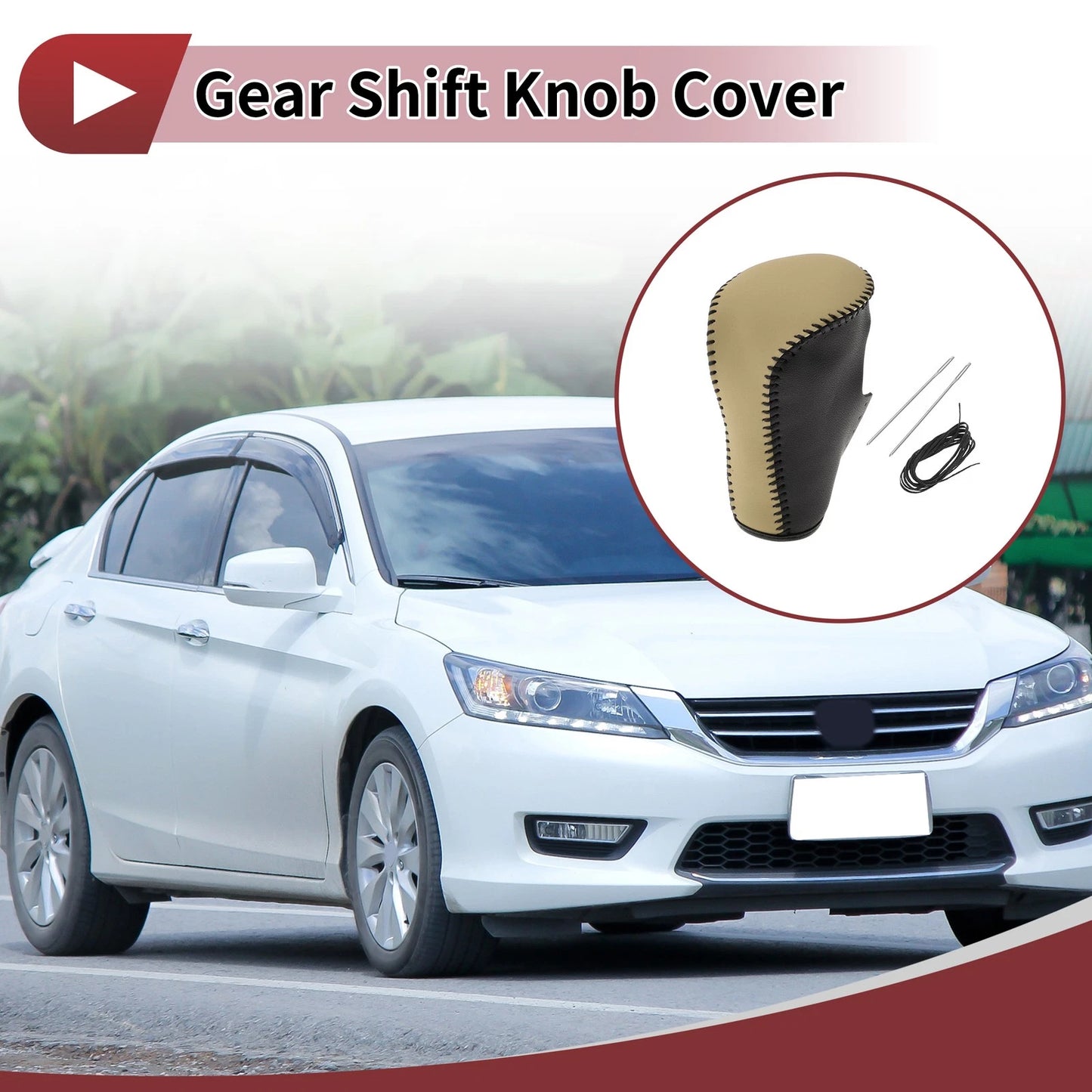 Gear Shift Knob Cover for Honda Accord 8 (2008–2012) Black Beige Leather