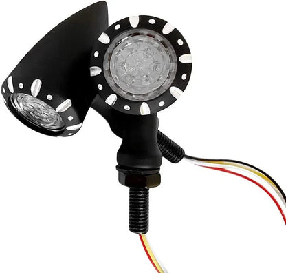 LED Turn Signal Lights for Harley Motorcycle - Black Indicator Lamps