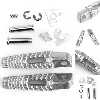 Set of 2 Rear Footrest Wedge Pads for Suzuki 600 750 1000 (2006–2014) Silver