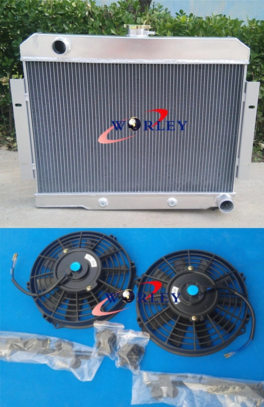 3-Row Aluminum Radiator with Fans for Jeep CJ5 CJ6 CJ7 (1972–1986)