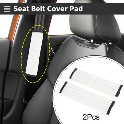 Set of 2 White Seat Belt Cover Pads for Universal Fit (23cm)