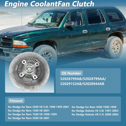Engine Cooling Fan Clutch for Dodge Ram 2500 V8 (1998–1999, 2001) No. 52028799AB