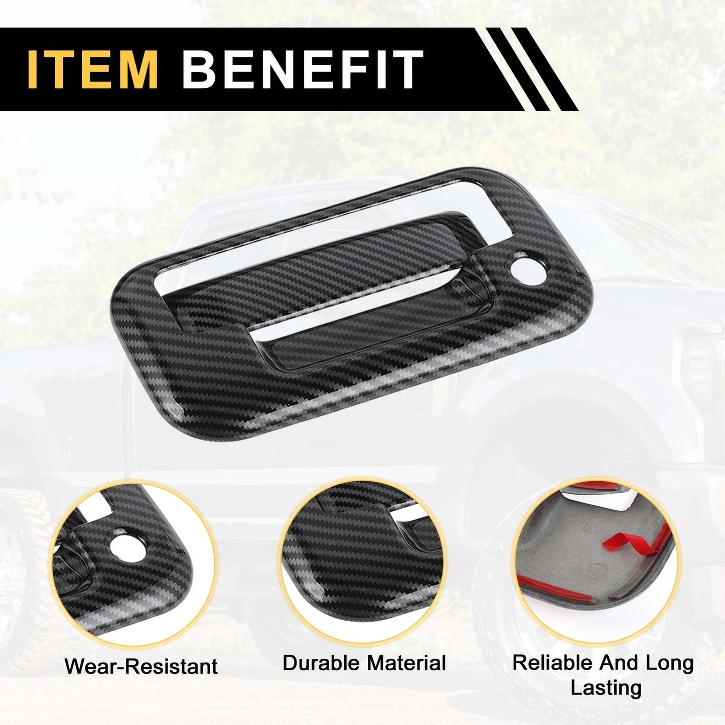 Set of 4 Exterior Door Handle Covers for Ford F-150 (2004–2014) Carbon Fiber Black