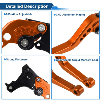 Short Brake Clutch Levers for BMW F650GS (2008–2012) - Orange, 1 Pair