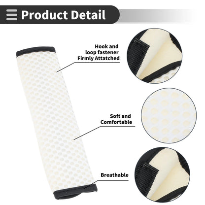 Set of 2 White Seat Belt Cover Pads for Universal Fit (23cm)