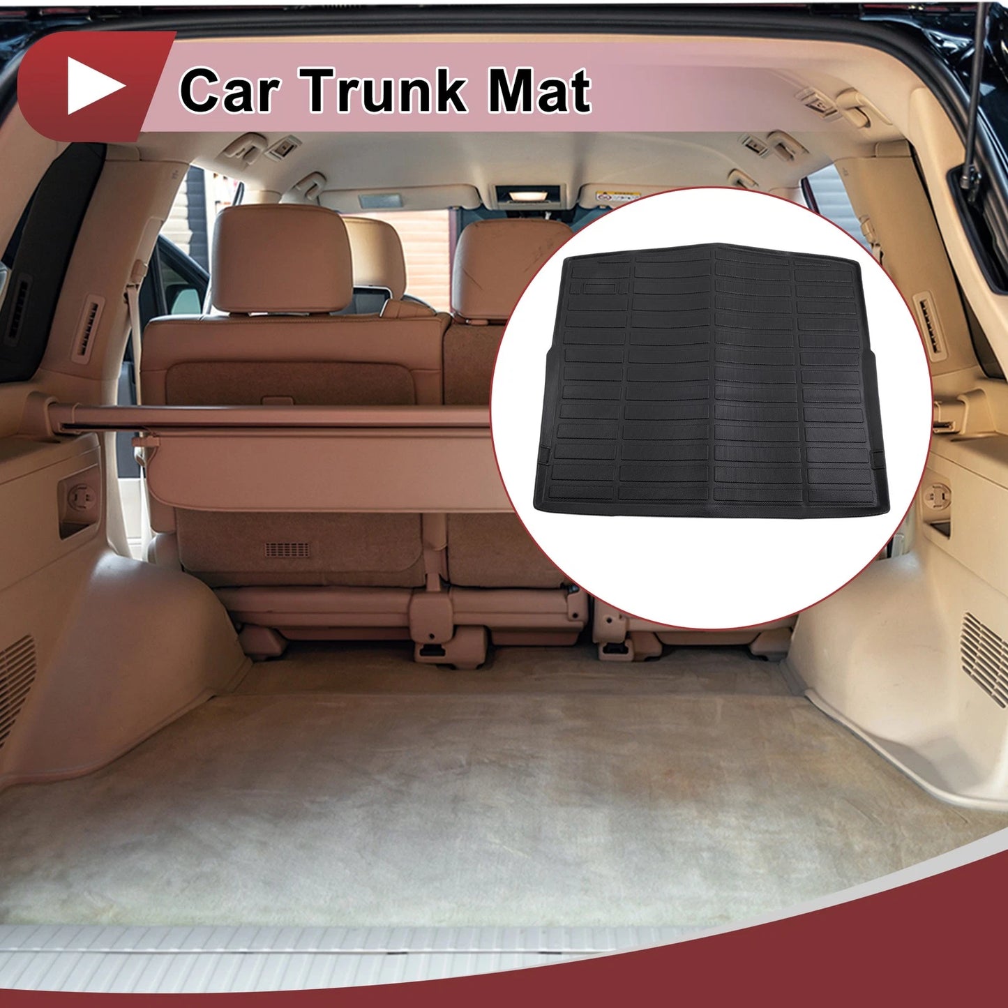 Cargo Liner Rear Trunk Mat for BMW X1 F48 (2016–2022) Long Grid Pattern Black TPE