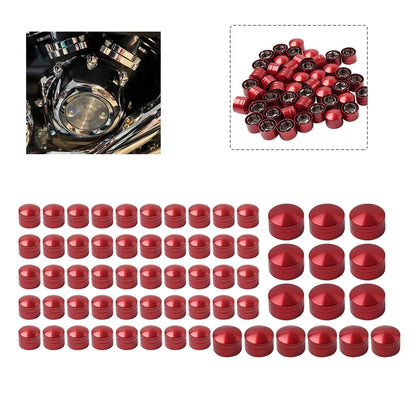 Set of 63X Engine Topper Bolt Caps CNC Red for Harley Heritage Softail FLST (2000–2006)